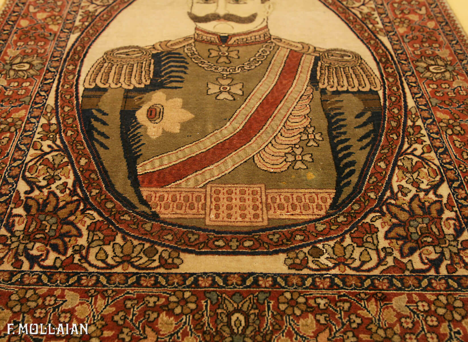 Antique Persian Pictorial Kashan Mohtasham Rug n°:41684265